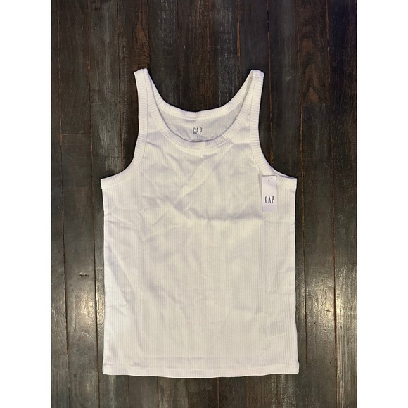 GAP Tops - Gap Womens Ribbed Tank Top White Sleeveless Scoop Neck Stretch Basic NWT Size S